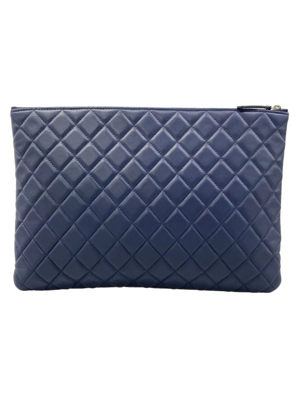 Chanel Clutch Quilted Navy Silver Lambskin